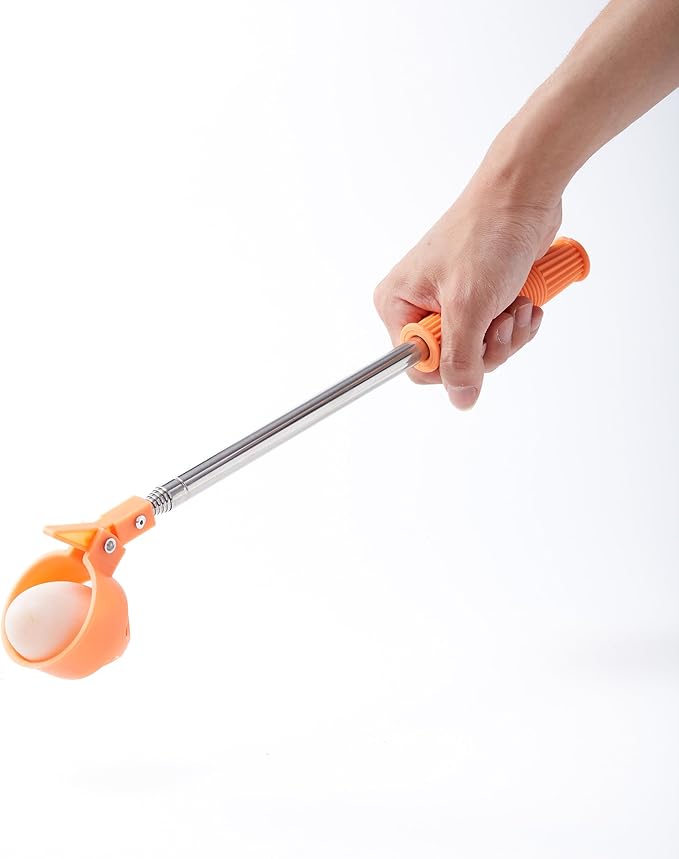 Egg Grabber for Chicken Eggs – Long Handle Stainless Steel Egg Picker with Rubber Grip, Extendable Egg Lifter Tool for Coop, Nest Box, and Poultry Farm Collection