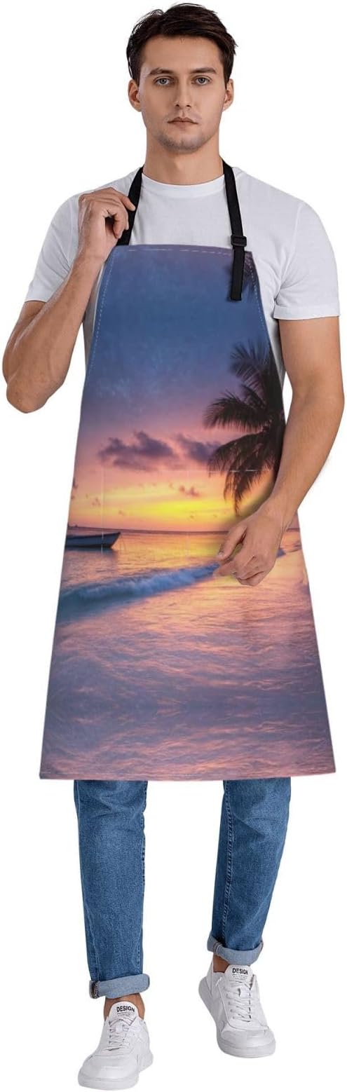Kitchen Aprons for Men Women Waterproof Apron with 2 Pockets Whale Tail Apron Adjustable Bib Aprons
