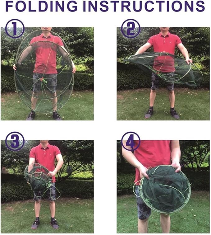 Foldable Fish Catching Net, Hand Cast Cage for Shrimp and Crab