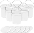 5-Gallon White Bucket Pail Container with Lid Food Grade Heavy-Duty Extra Durable Metal Handles with Plastic Grip for Easy Carrying Multi-Use Easy Stack and Store BPA Free