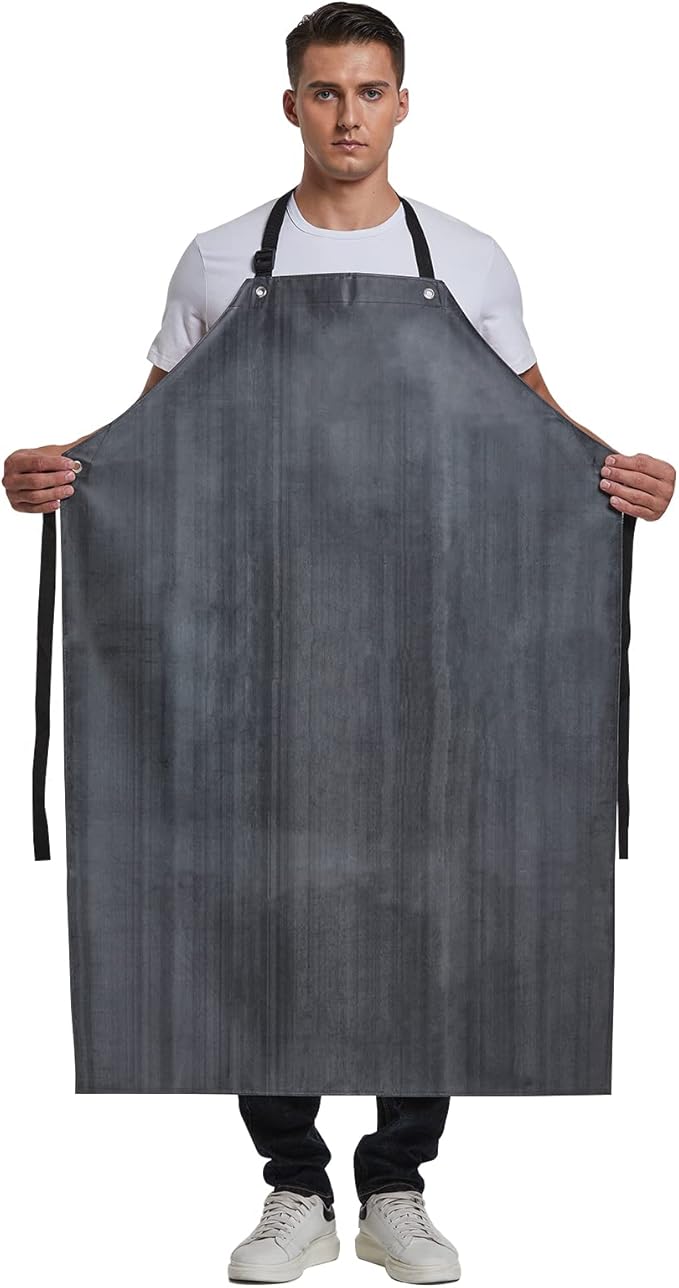 Rubber Waterproof Apron Butcher Heavy Duty -Oil Chemical Resistant Safety Aprons for Cleaning Fish, DishWashing