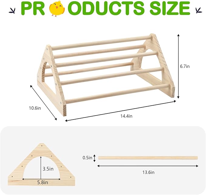 Large Wood Pine Chick Perch, Wooden Perch Chicks Toys for Coop and Brooder, Strong Chicken Jungle Gym Roosting Bar for Baby Chicks
