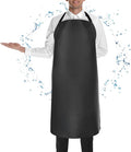 PEASUG Waterproof Butcher Apron, Extra Long Adjustable Lab Apron with Bib for Dishwashing, Cooking, Gardening, Pet Grooming
