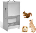 Rabbit Feeders Automatic for Cages,5 Pound Large Metal Trough Feeder with Lid Galvanized Steel Outdoor Bunny Food Dispenser for Rabbits Chicken Guinea Pig Pet and Other Small Animals
