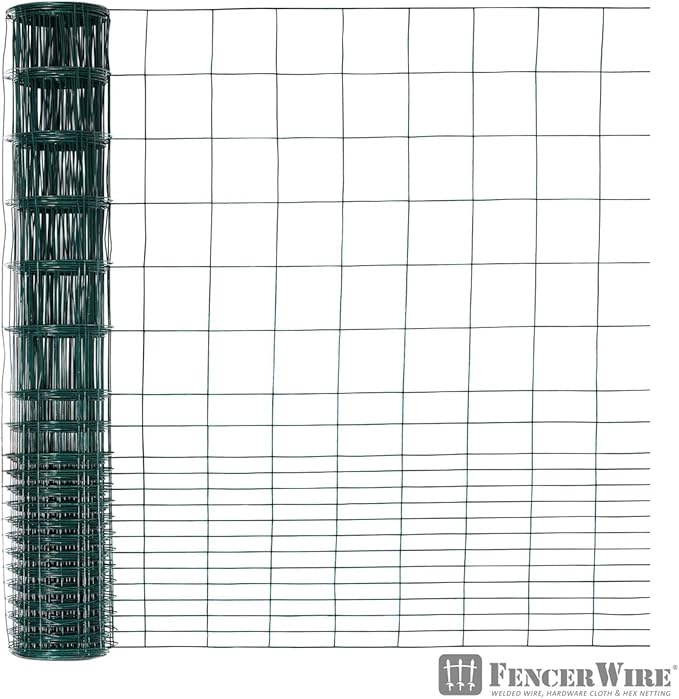 Fencer Wire 16 Gauge Green Vinyl Coated Rabbit Guard Fence, Poultry Fencing Wire Roll for Garden Yard Vegetable Plant, Protecting Against Rabbits, and Other Small Animals Damage (40 in. x 50 ft.)