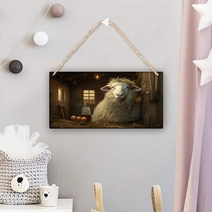Rustic Barn yard Serenity Wooden Hanging Signs,Cozy Wall Art for Farmhouse Kitchen Decor,Vintage poster for Living Room,Outdoor Garden,Charming Gift for Country Home Décor Enthusiast 6x12inch