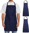 Will Well Kitchen Apron for Men and Women - 33" x 27" Oil-and-Water-Resistant with Adjustable Neck Strap and 38" Waist Ties for a Snug Fit, Lightweight with 2 Front Pockets - 2-Pack, Navy
