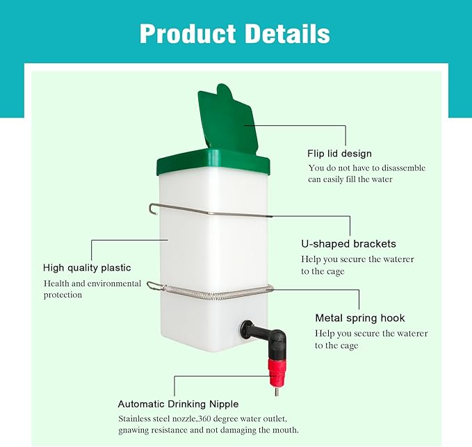 1L Automatic Drinker System Chick Water Cups 1L Hanging Automatic Fill Chick Cup Drinker Waterer Used for Cages (red, 2)