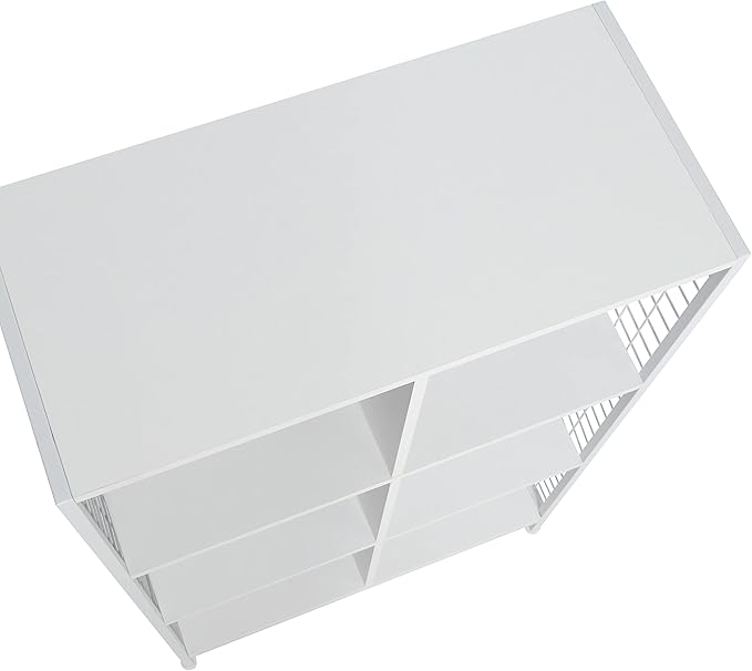 Household Essentials Trellis Open Storage Bookshelf with 6 Cube Compartments Scandinavian White and White Metal