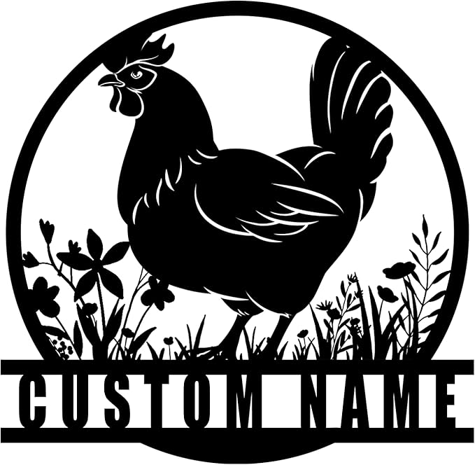 Custom Chicken Coop Metal Sign, Personalized Farmhouse Wall Decor, Vintage Fluffy Butt Hut Decor, Custom Name Sign for Farm, Gifts for Chicken Lovers