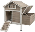 Chicken Coop Rabbit Hutch with Removable Trays,Raised Floor Hen House with Nesting Box,Wooden Outdoor Poultry Cage Pet House with Ramp Run Hen Cage for Garden Backyard(Grey)
