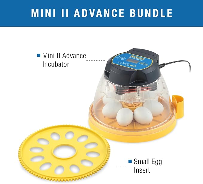 Brinsea Mini II Advance & Insert, Egg Incubator with Automatic Egg Turning and Temperature Control for Hatching 7 Eggs or up to 12 with Insert, Ideal Incubator for Hobbyists and More