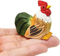 Hand-Carved Wooden Rooster Figurine - Miniature Bird Art Statue Mini Carved Ornament Figurine Small Farm Animal, Rustic Carved Bird SculptureOrnament & Collectible Country Decor