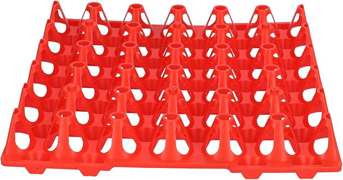 Alomejor Egg Flats Portable 30 Cell Egg Crates Holder Tray for Storage Home Farm Supplies, Reusable Stackable Holder for Chicken Eggs, Plastic, 28.7x28.3cm (Red)