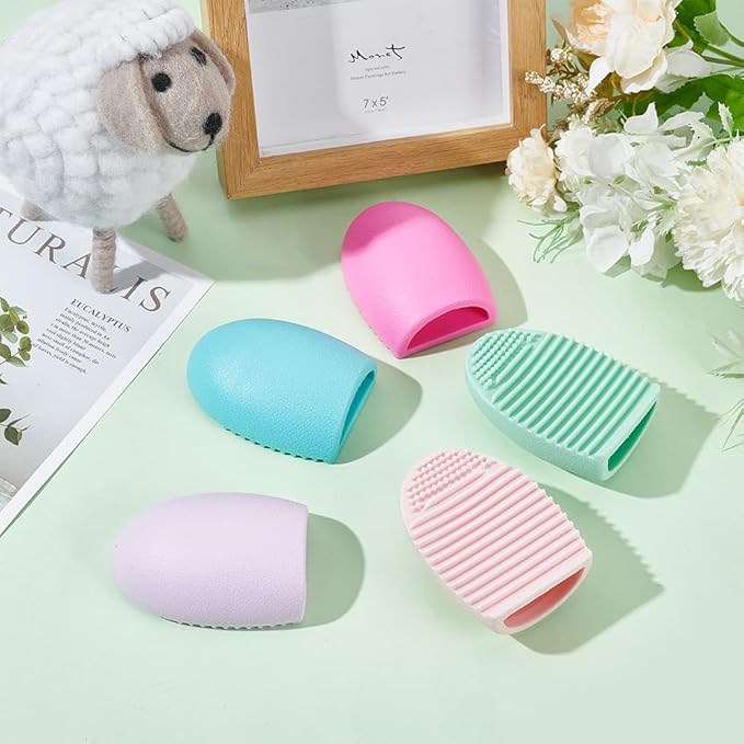 WEBEEDY 5 Colors Felting Mat Cleaner Foam Pad Silicone Cleaning Board Finger Egg Shaped Makeup Brush Washing Pad Scrubber Felting Cleaning Tools for Needle Felting Art Craft Supplies