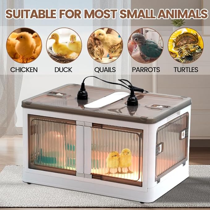 Brooder Box for Chicks Quail Brooder Box with Thermostat Poultry Heater Breeding Box with Feeder and Water for 15 Chicks Quails Ducks Parrots and Hamsters