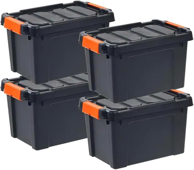 20-Quart / 5-Gallon Heavy-Duty Stackable Storage Tote - Set of 4 OU31839