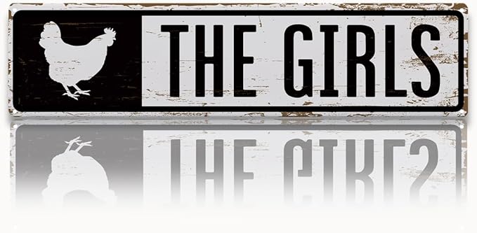 Rustic Farmhouse Style Chicken Coop Sign, Metal Outdoor Chicken House Signs, The Girls Funny Chicken Coop Metal Signs, Retro Iron Tin Sign, Farmhouse Decor, Backyard Hen House Gift 15.8x4 Inch