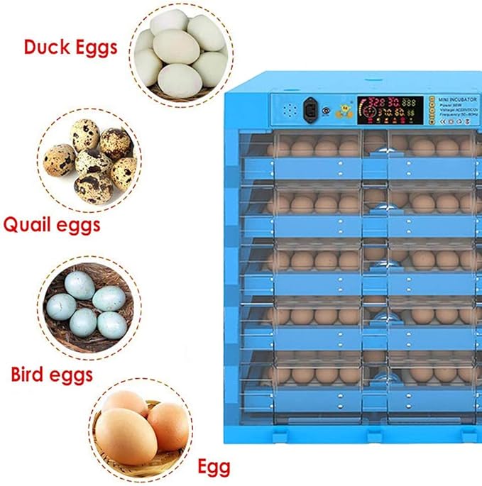 320 Eggs Incubator Automatically Turning Digital Fully Poultry Hatcher Machine Hatching Ducks Goose Pigeon Quail Temperature Humidity Control