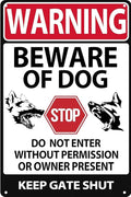 Beware of Dog Do Not Enter 1 Pack 12x8 Inch Vintage Aluminum Sign - Rust-Proof Weather Weatherproof Easy to Mount, Warning Tin Sign for Fence Home Kitchen Farm Garden Garage Wall