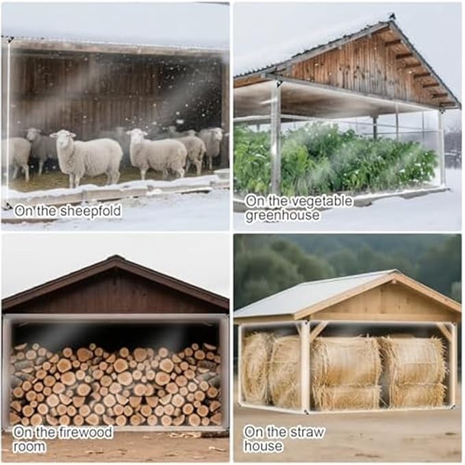 Built to last chicken tarp with transparent finish and 16mm vinyl composition to handle continuous exposure to precipitation and temperature swings