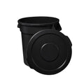 Feed and Seed Storage Container, 32 Gallon Black Round Commercial Trash Can and Lid, Food Storage Plastic Bin, Use in Agricultural, Gardening, or Household