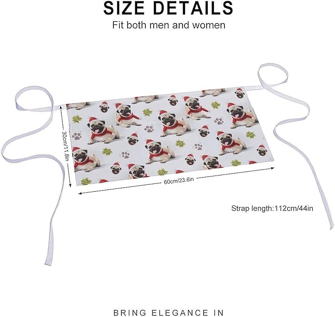Unisex Apron for Cooking Server Waitress Half Waist Apron with 3 Pockets