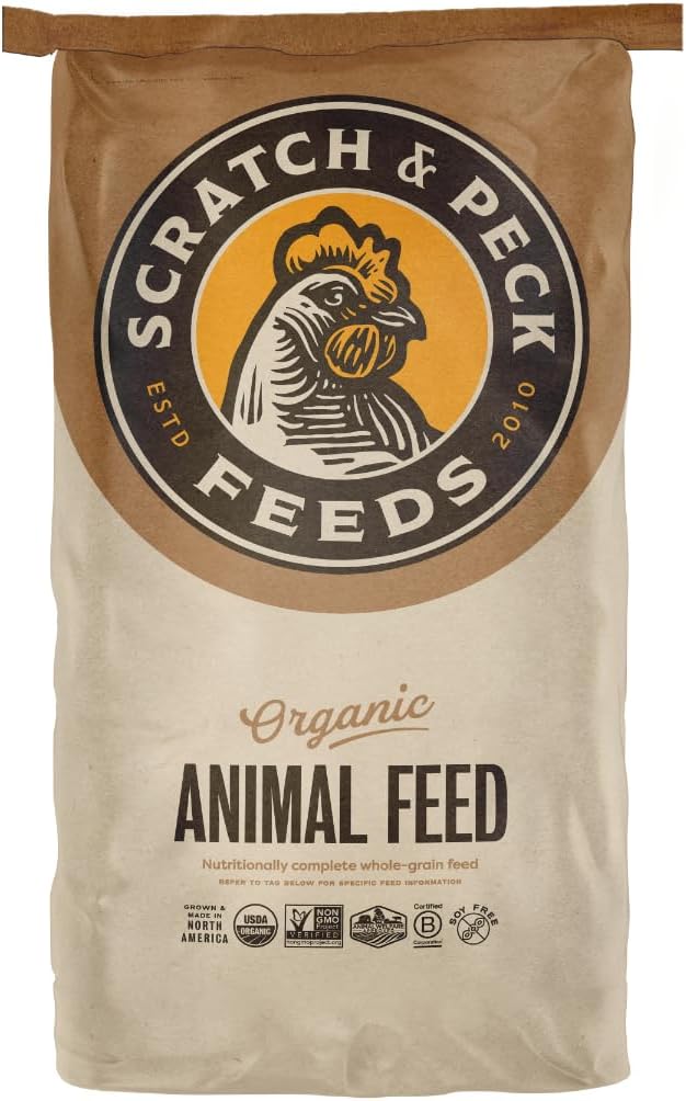 Scratch and Peck Whole Barley Chicken, Duck and Livestock Supplemental Grain - 8.5% Protein, Certified Organic and Non-GMO Project Verified Chicken Food - 40 lbs Bag
