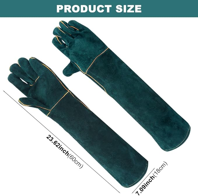 23.7" Animal Handling Gloves - Bite Proof, Long Protective, Durable Gloves for Cat, Dog, Snake, Falcon, Zoo Workers