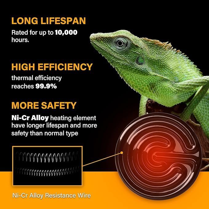 HealSmart Reptile Heat Lamp 150W 4-Pack Ceramic Heat Emitter, No Light Emitting Heat Bulbs for Amphibian Pet Brooder Coop Incubating Chicken, Lizard Bearded Dragon Turtle Snake Terrarium