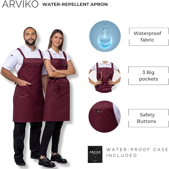 Aquasafe Water-Repellent Cross-Back Bib Apron - Unisex One Size