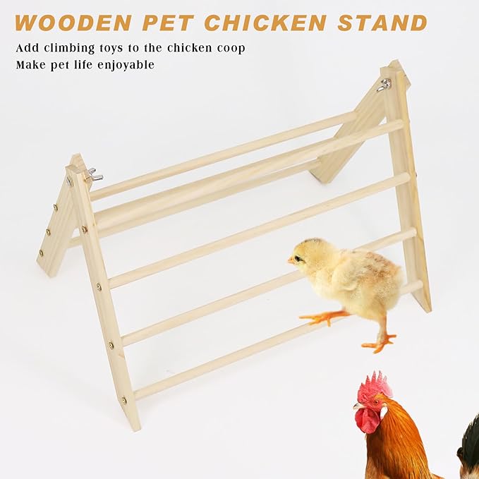Chicken Roosting Perch, Wooden Triangular Portable Habitat Stand, Backyard Poultry Bar Perch, for Chicks Hens Rooster Medium Large Bird Brooder Outdoor Farm