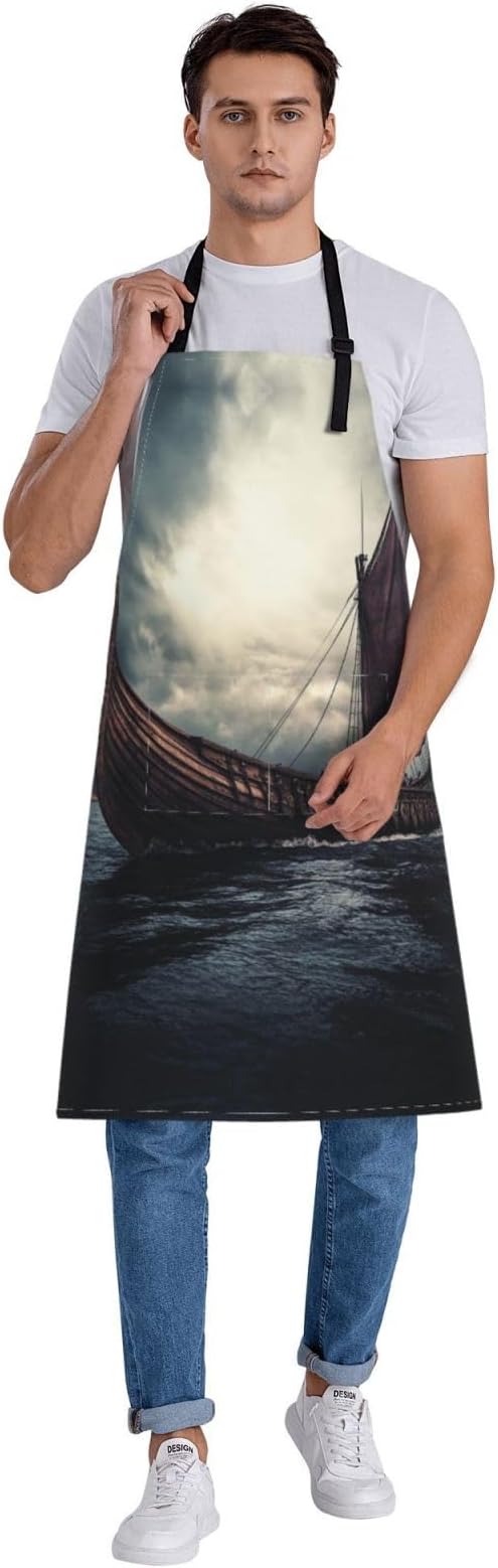 Kitchen Aprons for Men Women Waterproof Apron with 2 Pockets Whale Tail Apron Adjustable Bib Aprons