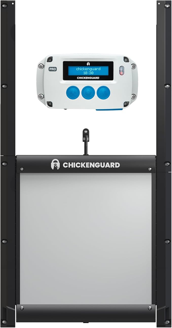 ChickenGuard Automatic Chicken Coop Door Opener, Power by Solar/Batteries/Electric. Strong Motor Lifts 2kg; Timer/Light Sensing; Motor Units only or Combination Kits (PRO + Door + Batteries)