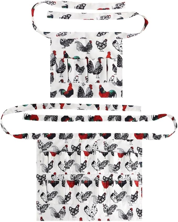 For S & Little Ones, 2 Pcs Egg Aprons, 12 Pockets 3 Pockets Egg Collecting Apron, Canvas Sturdy Egg Gathering Apron For Chicken Duck Goose Eggs, Farmhouse Kitchen Family Activities