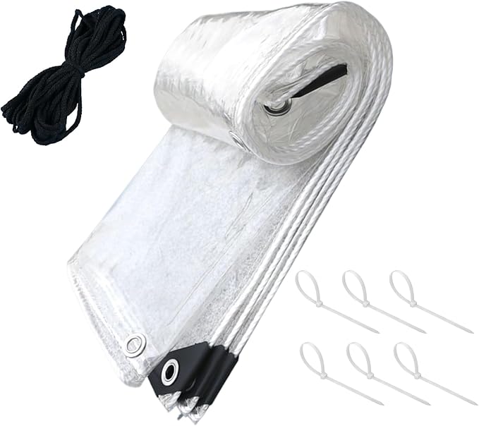 Chicken Coop Tarp - 120x200x0.5cm Transparent Poultry Cover With Cords | Insulation Winter Shield For Chicken Coop, Outdoor Garden Backyard Lawn Porch Small Farm, Durable Protective Enclosure, Weather
