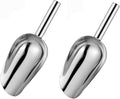 2 Pieces Stainless Steel Ice Scoops Flour Sugar Coffee Bean Candy Metal Utility Scoops for Kitchen Party Bar Wedding, Dishwasher Safe, Silver