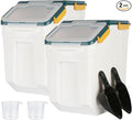Saim Flour Storage Container Bin 25lbs (2 Pack), BPA Free Rice & Food Dispenser with Lid, Measuring Cup & Scoop - Kitchen Pantry Organizer for Grain, Cereal, Dog Food, Baking Supplies - Dark Blue
