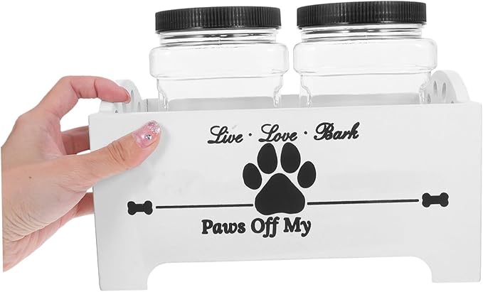 YARNOW 1set Wooden Dog Treat Jar Organizer Stylish Pet Food Storage Box Efficient Design for Treats and Snacks Sustainable Solid Storage for Home Decor