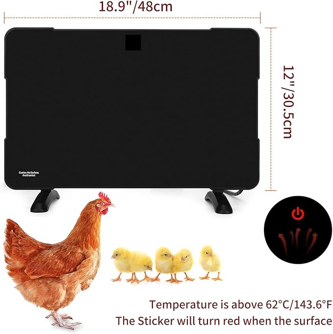 Chicken Coop Heater, 100W/200W High-Power Brooder Heater for Chicks, 2-Way Mounting Chick Heating Plate, Energy-Saving Light-Free Radiant Warmer, ETL Certified (PH200)