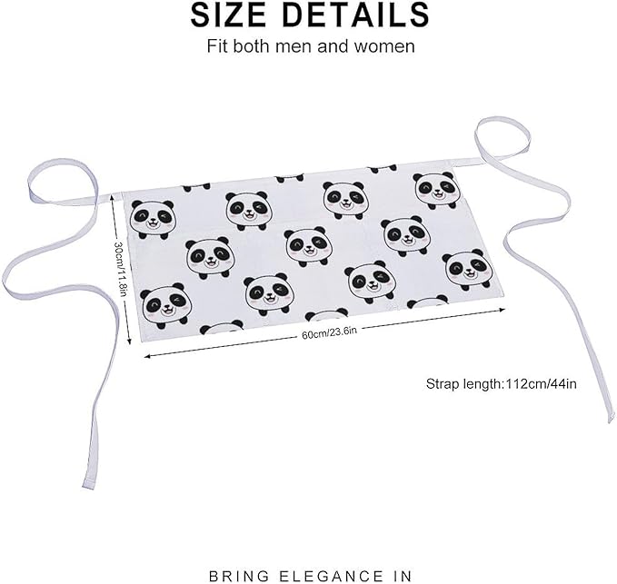 Unisex Apron for Cooking Server Waitress Half Waist Apron with 3 Pockets