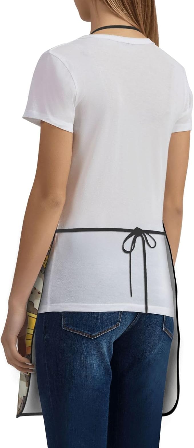 Cute Colorful Dog Paw Printed Unisex Bib Aprons BBQ Cooking Kitchen Aprons for Women Men Chef