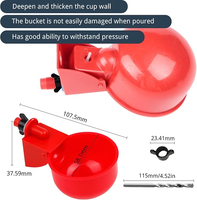 20 Pack Chicken Water Cups, Automatic Chicken Waterer for Poultry Automatic Chicken Watering System, Long-Lasting Use Chicken Waters, Water Feeder Kit for Chick, Duck, Goose and Bunny