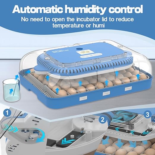 HOWOOlUA 70 Egg Incubator for Hatching Eggs withAuto Turn, Temp & Humidity Control, Built-in CandleLarge Capacity Egg Incubator for Chicken Duck Goose Eggs