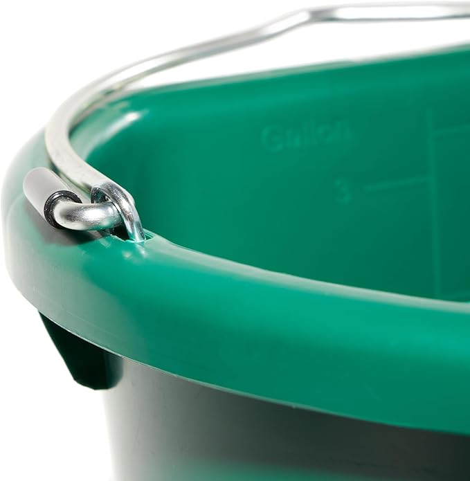 Farm Innovators 3 Gallon Flat Back Plastic Heated Bucket with Metal Handle, Built in Thermostat, and Hidden Cord Compartment, Green, 70 Watt (4 Pack)