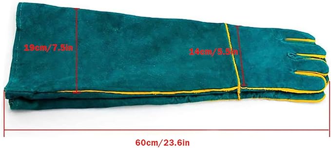 Animal Handling Gloves Bite Resistant, 23.6'' Anti Scratch Glove for Cats, Multipurpose Bite Proof Leather Pet Gloves for Grabbing Cat Reptile Puppy Bird Poultry or Gardening Welding