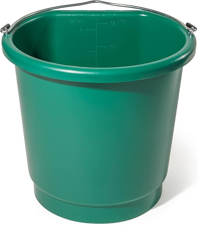 Farm Innovators FB-80 Heated Flat-Back Plastic Bucket, Hanging Water Bucket with Built-in Thermostat and 70W Cord, 3 Gallons