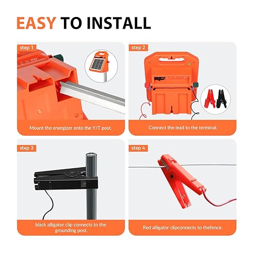 ANDMON MINI400 30 Miles Solar Electric Fence Charger, 0.4 Joule Solar Electric Fence for Livestock, Horses, Cattle Sheep, Solar Fence Charger with Day or Night Mode, Easy Installation