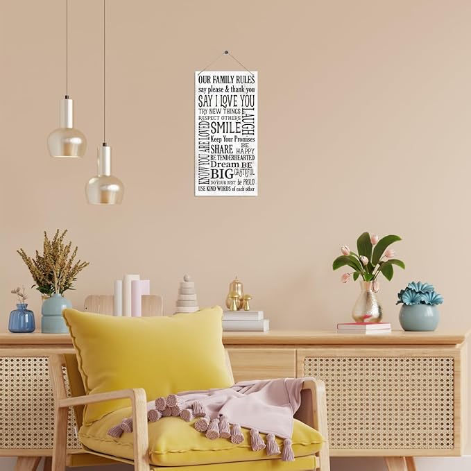Our Family Rules Sign, Family Decor, Positive Home Decor, Rustic Home Wall Decorative, Decorative Wood Hanging Wood Plaque, New House Decoration, Living Room Decoration, Love Sign