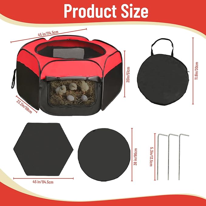 Chicken Brooder Box for Chick Starter Kit - 2026 Upgrade Double Door Chicks Brooder Pen/Chickens Playpen/Chick Tent Baby Chickens Supplies Up to 15 Baby Chicks,Duck,Quail